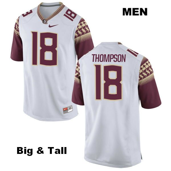 Men's NCAA Nike Florida State Seminoles #18 Warren Thompson College Big & Tall White Stitched Authentic Football Jersey TRA4369AZ